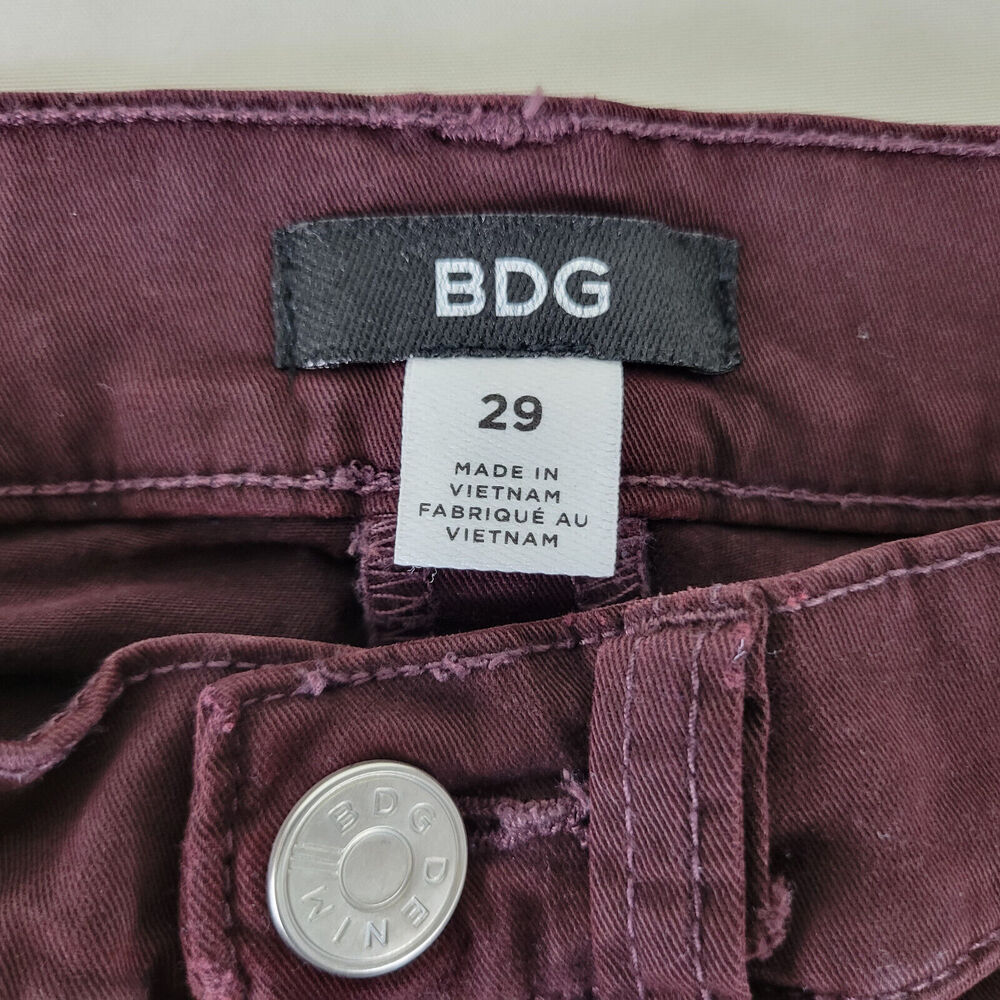 BDG Jeans Womens 29 Maroon Denim Low Rise Jegging Zip Ankle W28 x L27.5 - Picture 9 of 16